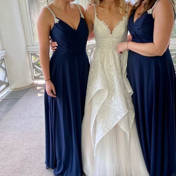 Hayley Paige navy gown with beaded straps - Picture 2 of 6